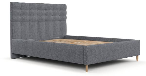 Polsterbett SOMA mit Stauraum Stoff Neve Dunkelgrau - Liegefläche Breite: 140 cm