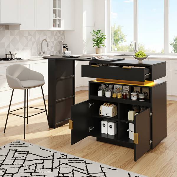 Bartisch QUASARRIFTZ Schwarz - Holzwerkstoff - 183 x 90 x 40 cm