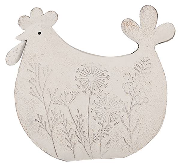 Figur Huhn DekoEaster-Kyson Weiß - Metall - 6 x 14 x 15 cm