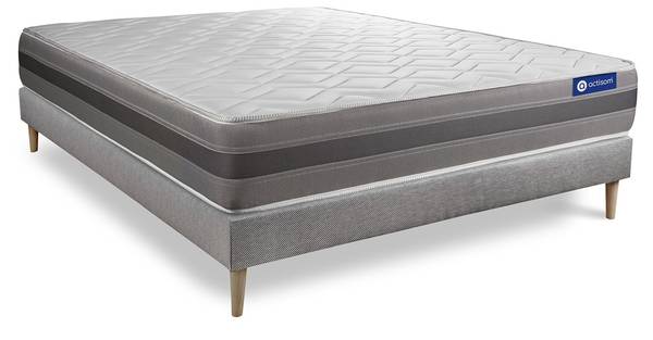 Bettgestell und Matratze Actilatex rela Grau - Massivholz - 130 x 53 x 200 cm