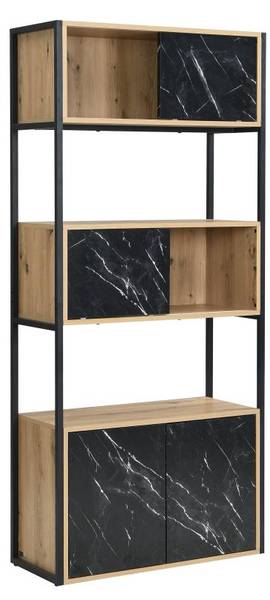 Bücherregal YELANIA Schwarz - Braun - Holz teilmassiv - 80 x 180 x 34 cm