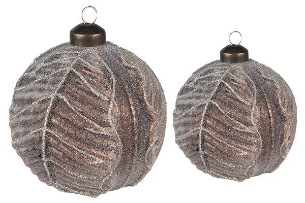 Weihnachtskugel Snow 38562 2er Set Braun - Glas - 10 x 10 x 10 cm