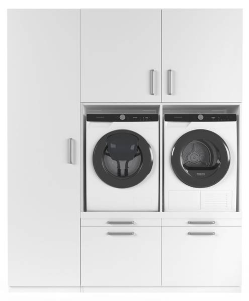 Waschmaschinenschrank Stockholm Weiß - Holzwerkstoff - 193 x 235 x 70 cm