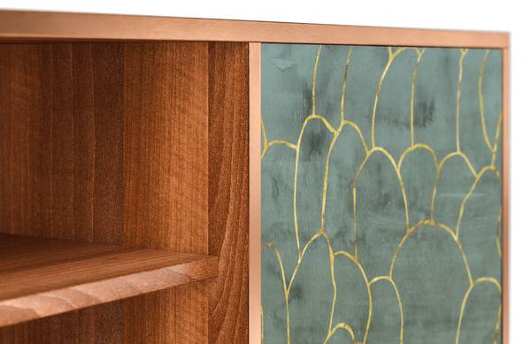 TV-Lowboard T2 Walnuss Blau - Holzwerkstoff - 170 x 69 x 48 cm