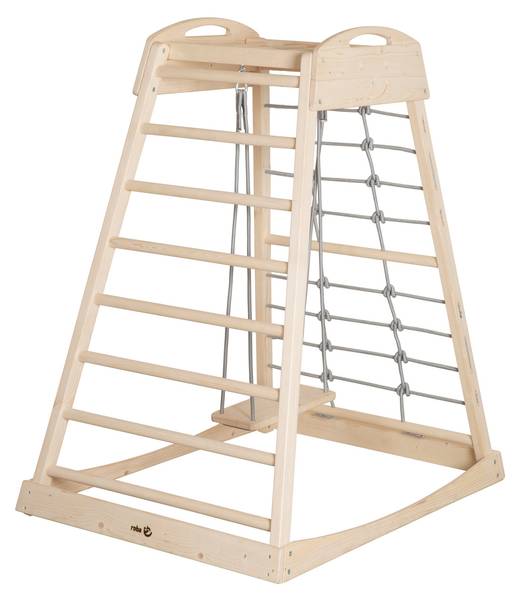 Indoor Spielturm Montessori Beige - Massivholz - 83 x 128 x 111 cm