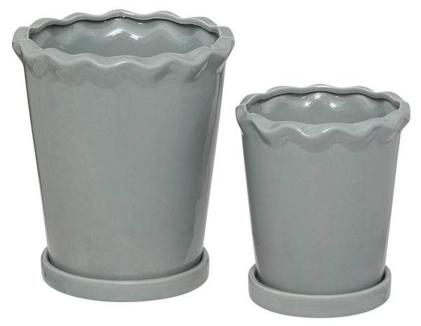 Blumentöpfen WILD 2er-Set Grün - Stein - 18 x 21 x 18 cm