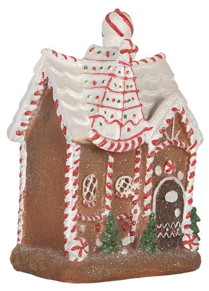 Lebkuchenhaus mit LED Suhl Braun - Kunststoff - 12 x 23 x 16 cm