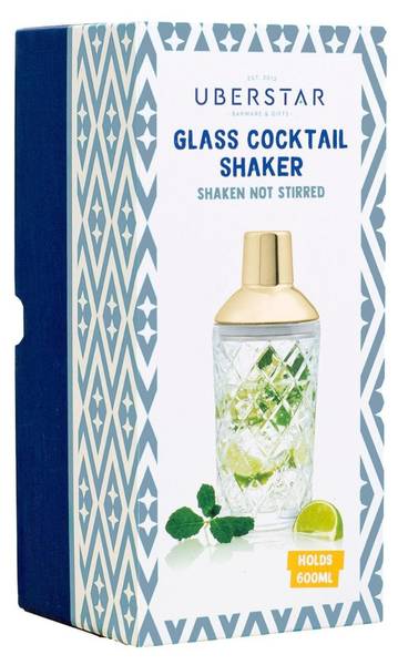 Cocktailshaker 9100 Gold - Klarglas - 9 x 9 x 21 cm