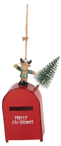 Weihnachtsanhänger Briefkasten 66748 Rot - Kunststoff - 3 x 14 x 6 cm