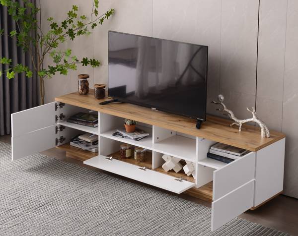 TV-laagplank LucyNatur Ⅱ beige - plaatmateriaal op houtbasis - 38 x 41 x 180 cm