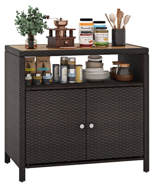 Gartenschrank TI94461DE Braun - Rattan - 53 x 66 x 90 cm