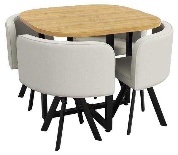 Essgruppe LineMDMU(5er Set) Beige - Holzwerkstoff