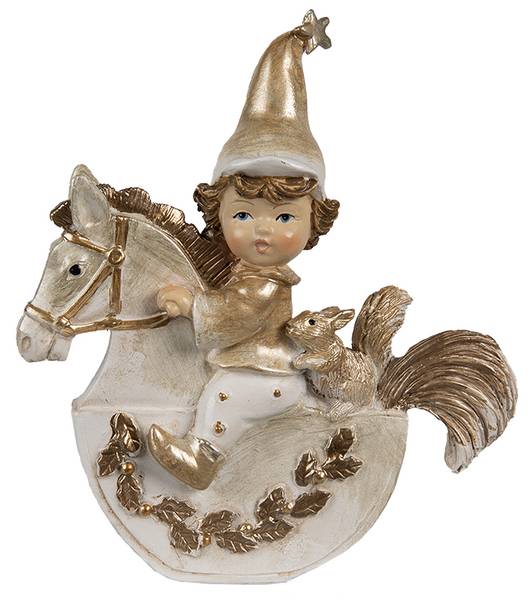 Decoratie Beeld Kabouter Xmas&Caiden beige - kunststof - 3 x 11 x 10 cm