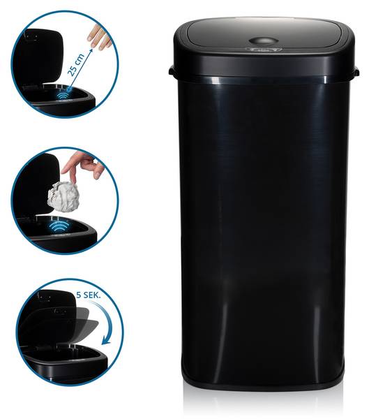 Mülleimer mit Sensor 68 L CLEAN VI Schwarz - Stahl - 29 x 78 x 40 cm