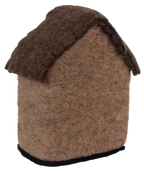 Decoratie Beeld Huis Xmas&Maxwell bruin - textiel - 7 x 14 x 12 cm