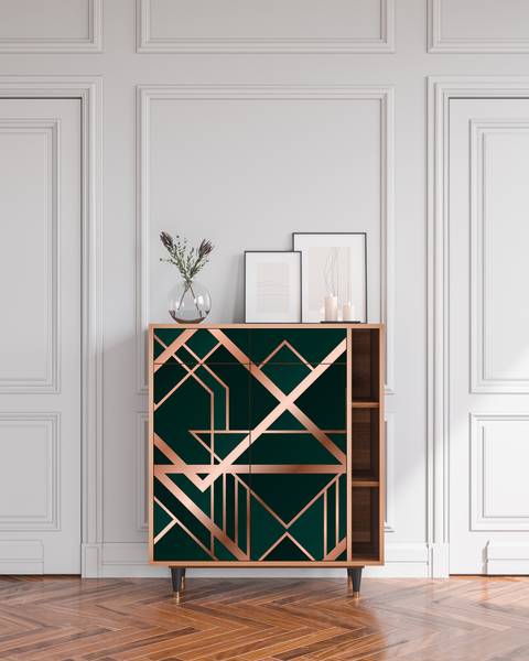 Sideboard BS6 Walnuss Grün - Holzwerkstoff - 110 x 94 x 41 cm