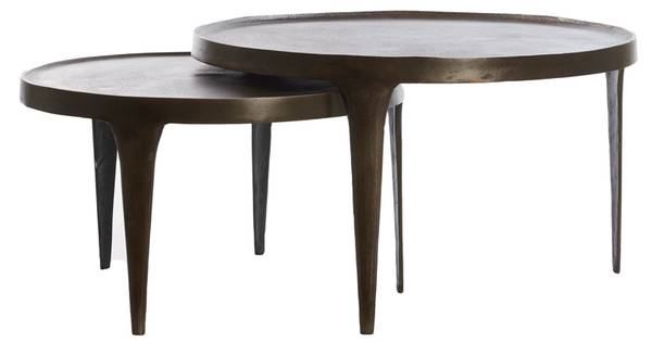 Couchtisch TOBIAS 2er Set Braun - Metall - 75 x 44 x 75 cm