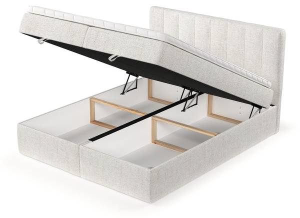 Boxspringbett LUSSO mit Stauraum Neve Creme - Liegefläche Breite: 200 cm