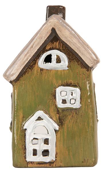 Teelichthalter Haus Alphen aan den Rijn Grün - Keramik - 7 x 15 x 9 cm