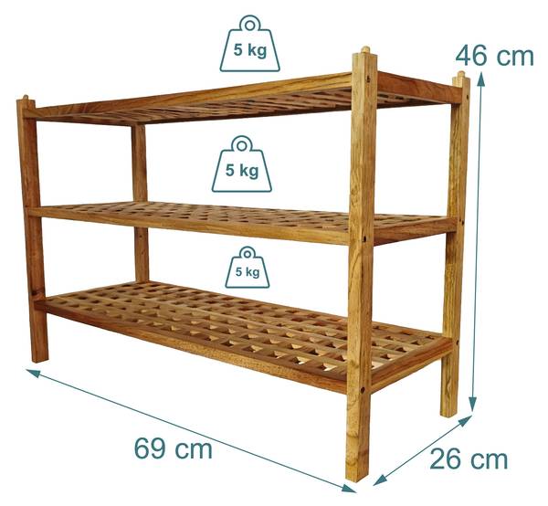 Schuhregal aus Walnuss mit 3 Ebenen Braun - Holzwerkstoff - 69 x 46 x 26 cm
