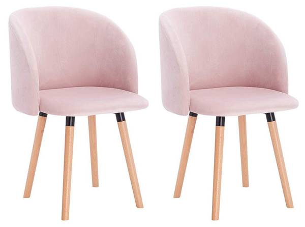 Esszimmerstuhl Barroso (2er Set) Pink - Samt - 55 x 84 x 55 cm