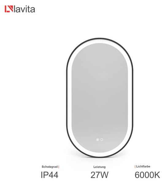 Wandspiegel LAVITA Leto Weiß - Glas - 50 x 90 x 1 cm