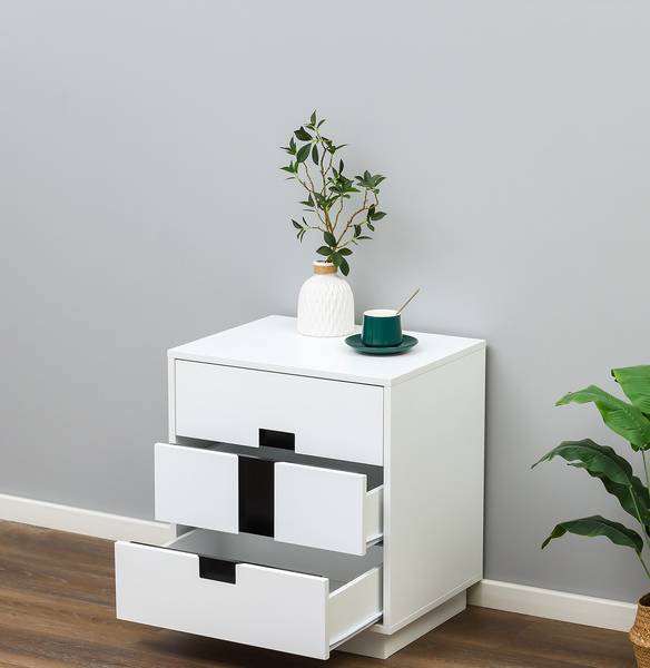 Commode met lades zwart - wit - plaatmateriaal op houtbasis - 50 x 56 x 40 cm