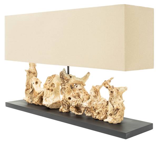 Tischlampe PURE UNIQUE Beige - Braun - Leinen - Eisen - 80 x 54 x 20 cm