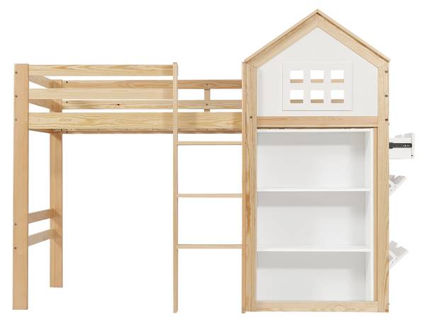 Hochbett SHEFNatur Ⅰ Braun - Holzwerkstoff - 107 x 165 x 205 cm
