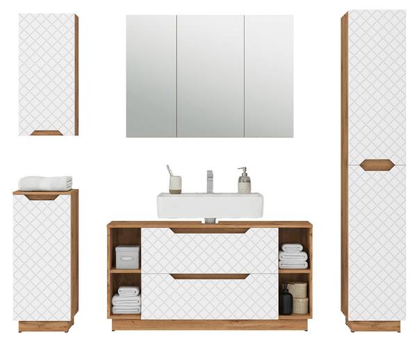 Badmöbel-Set Lotta 59436 Weiß - Holzwerkstoff - 120 x 63 x 35 cm