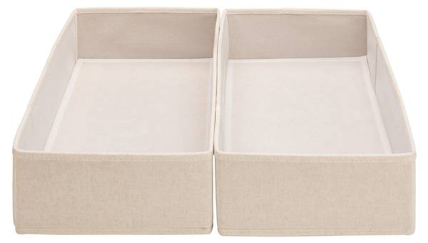 Aufbewahrungsboxen-Set LOUIS 2-tlg Beige - Papier - Textil - 40 x 11 x 21 cm