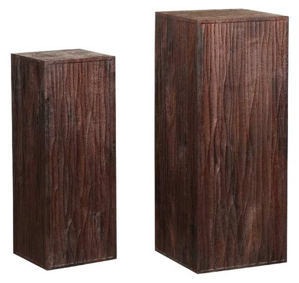 Säule Riko 2er Set Braun - Holz teilmassiv - 35 x 90 x 35 cm
