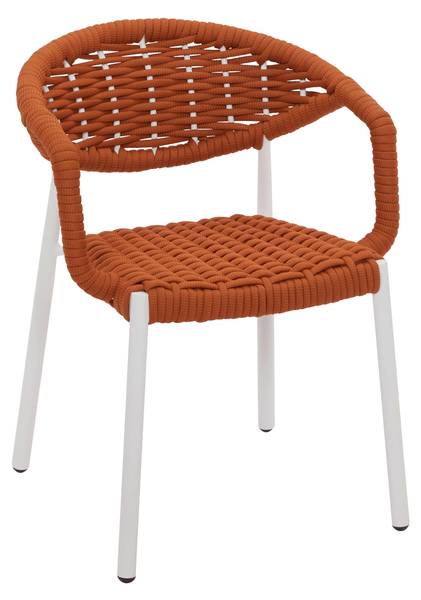 Gartenstuhl ANTONIA Orange - Weiß - Metall - Textil - 58 x 76 x 59 cm