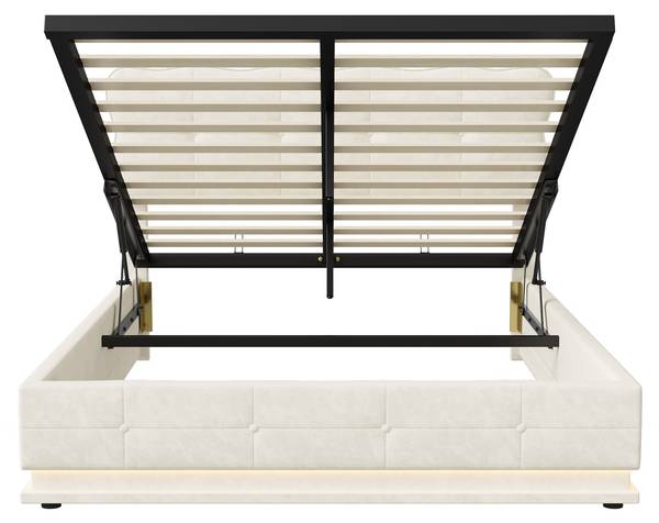 Polsterbett Boxspringbett HYF04 Beige - Metall - Massivholz - 144 x 113 x 195 cm