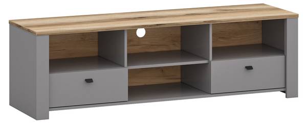 Lowboard LATOUR Braun - Grau - Stahl - 165 x 50 x 57 cm
