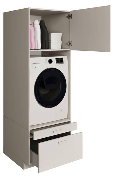 Waschmaschinenschrank HOLV Grau - Holzwerkstoff - 68 x 200 x 66 cm