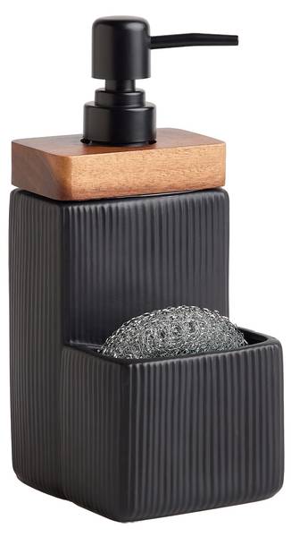 Seifenspender Liners Schwarz - Keramik - 10 x 22 x 11 cm