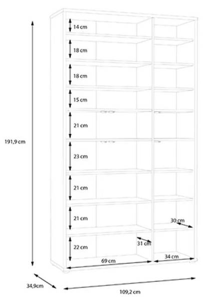 Armoire à chaussures Alice Gris lumineux - Largeur : 109 cm