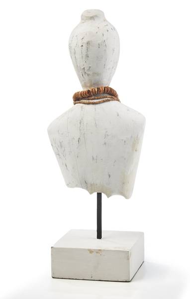 Dekofigur LADY BUST Weiß - Massivholz - 13 x 44 x 17 cm