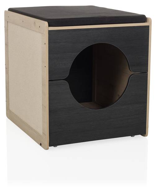 Katzenhaus KITTY PAWBOX 2 Braun - Holzwerkstoff - Holz teilmassiv - 50 x 55 x 60 cm