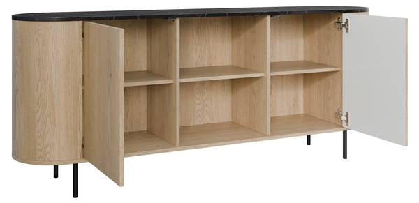 Sideboard Lygrint Schwarz - Marmor Schwarz Dekor - Eiche