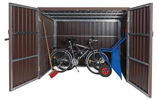 Fietsgarage J29 (2 stuks) bruin - metaal - deels massief hout - 213 x 172 x 112 cm