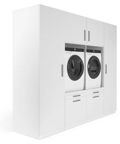 Armoire pour machine à laver Dublin Blanc - Bois manufacturé - 253 x 211 x 70 cm