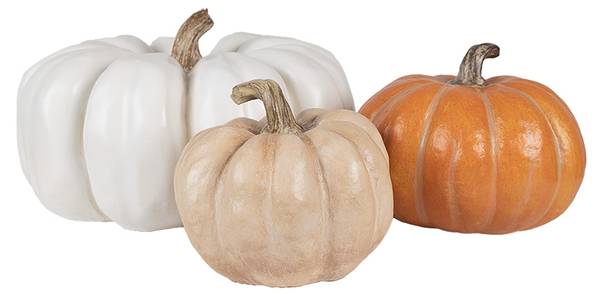 Decoratie Pompoen Deco&Chance wit - kunststof - 27 x 16 x 27 cm