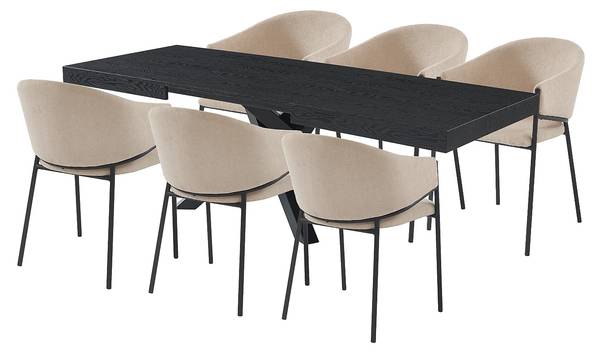 Essgruppe CATONAV Schwarz - Holz teilmassiv - 240 x 75 x 90 cm