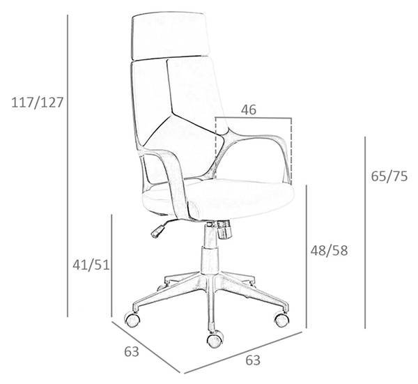Büro-Drehstuhl 4076 Grau - Polyester - 63 x 117 x 63 cm