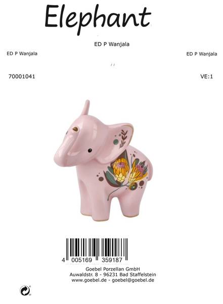 Figur Wanjala Pink - Porzellan - 7 x 16 x 14 cm