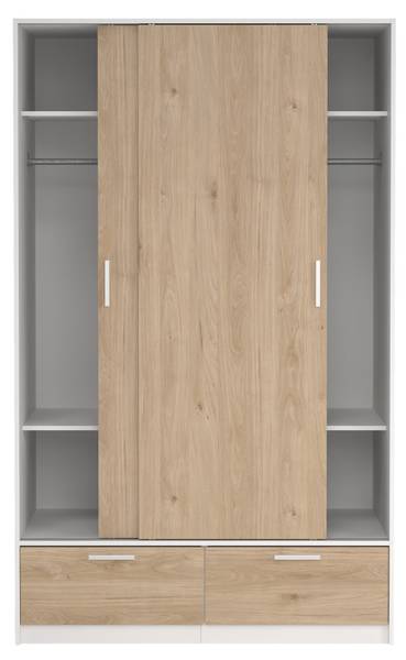Kleiderschrank Line Nussbaum Dekor - Weiß