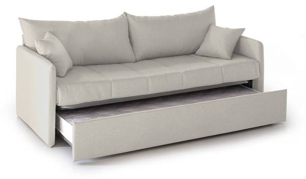 3-Sitzer Schlafsofa Avellana Beige - Massivholz - 205 x 80 x 86 cm