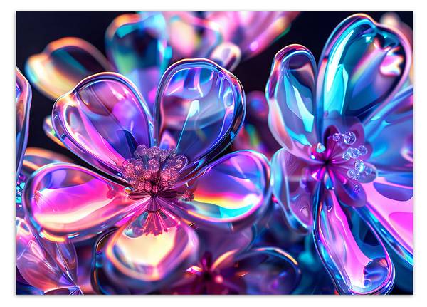 Fototapete Bunte Glasblumen Strauß 300 x 210 cm